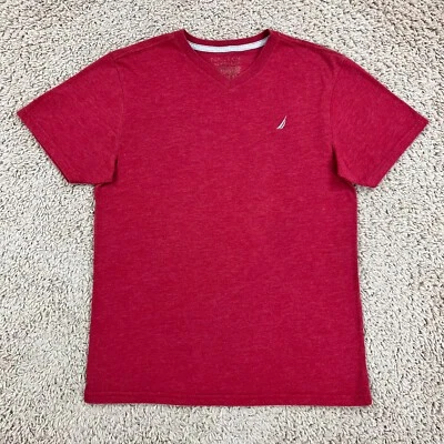 Camiseta NAUTICA Roja Básica Manga Corta Tejida Cuello en V Niños XL Logo Bordado Foto 1 de 4