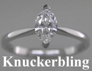 Anillo solitario de diamantes de compromiso de oro blanco de 18 quilates marquesa VS2 certificado VS2 de 0,70 quilates - Imagen 1 de 1