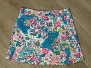 Lulu B TROPICAL Women M Nylon Stretch UPF 50+ Zip Pocket Golf Pickleball 17.5” - Picture 1 of 10