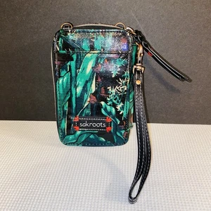 Sakroots Geldbörse Kalbsleder Blumen Pflanzen Blätter schwarz grün rot kompakt - Bild 1 von 9