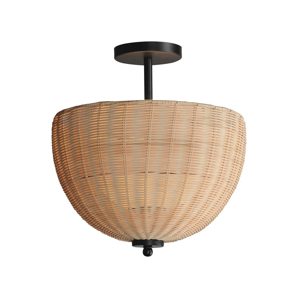 Black Two Light Semi Flush Pendant from the Maldives Collection - Image 1 of 1