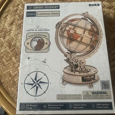 ROKR ST003 Curious Discovery LUMINOUS GLOBE - 3D Puzzle Wooden Model-New/Sealed - Image 1 of 4