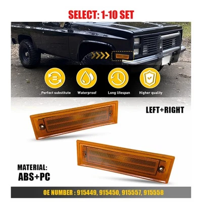 Amber Lens Side Marker Light Housings For GMC R1500 R2500 R3500 V1500 81-91 2-20 - Image 1 of 4