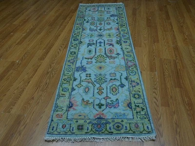 Turkish Oushak Rug,Modern Multicolored Area Rug,Handmade Bohemian Rug 2.6x7.9 Ft - Image 1 of 4