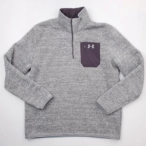 Under Armour Sweater Mens Extra Large Gray Quarter Zip Fleece Pullover ColdGear - Picture 1 of 14