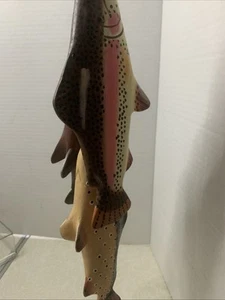 Volkskunst Fisch Skulptur Vintage Holzfigur handgeschnitzt bunt bemalt 3 - Bild 1 von 9
