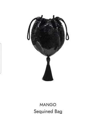 Bolso de Hombro Mango Lentejuelas Pequeño Cordón Borla Fiesta Negro AHORA Foto 1 de 4