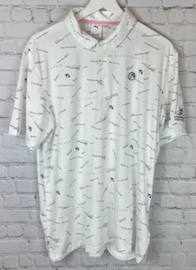 PUMA x ARNOLD PALMER Men’s White Cloudspun Scorecard Pattern Polo Shirt Large - Picture 1 of 8