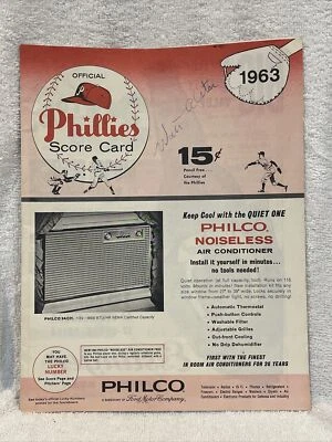 1963 Philadelphia Phillies vs. Los Angeles Dodgers Program, Walt Alston AUTO JSA - Image 1 of 4