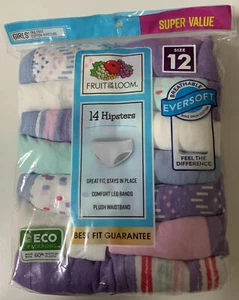 🧷 Fruit of the Loom Girls Tagless Hipsters Underwear 14 Pack Size 12 🆕 - Picture 1 of 2