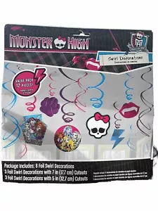 Decoraciones de remolino de fiesta Monster High 6 láminas decoraciones de remolino recortes - Imagen 1 de 2
