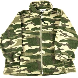 Columbia Youth Size 4/5 Fleece Full Zip Jacket Sweatshirt Camo Green #3164 - Picture 1 of 5
