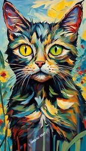 Cat Portrait Digital Image Desktop & Phone ART Digital Image, Picture, Painting - Picture 1 of 3