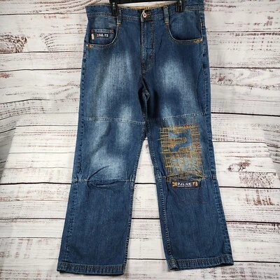 Pepe Jeans PJL 73 Men's W36 Baggy Embroidered Distressed Denim Jeans Y2K Style - Image 1 of 4