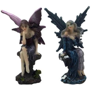 2er Set auf Felsen sitzende Elfen 10cm - Picture 1 of 1