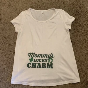 Maternity St. Patrick's Day "Mommy's Lucky Charm" Top/Shirt - Size XL - Picture 1 of 3