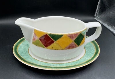 Royal Doulton Japora TC1269 Salsa Barco y Bajo Plato Multicolor De Colección 1988 2 piezas Foto 1 de 4