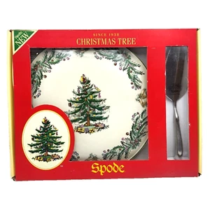 SPODE Guirnalda de Árbol de Navidad Plato de Pastel y Servidor Inoxidable 11.5" Exquisito 2005 - Imagen 1 de 17