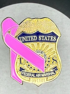 US Federal Air Marshal Pink Cancer Ribbon Lapel Pin Police - Picture 1 of 2