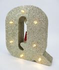 Letter Q Light-up Marquee Holiday Ornament Gold Glitter Monogram Initial Xmas 5"