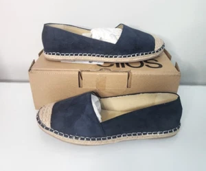 Ellos Women's Espadrille Flat Shoes Navy Size 12WW - New with Box - Picture 1 of 10