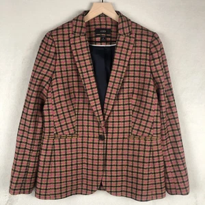 J. nuovo senza etichette Blazer CREW MOON Parke pura lana taglia 6 rosa reggente a quadri Academia $228 - Foto 1 di 17