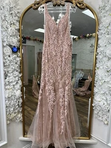 JVN by JOVANI Rose Blush Pink Prom Evening Dress US 4 UK 8 RRP £400 - Picture 1 of 5