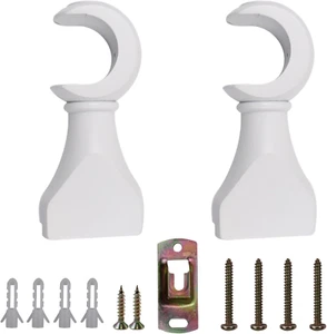 Wood Curtain Rod Brackets,White Support Bracket,Window Curtain Hooks for Curtain - Picture 1 of 12