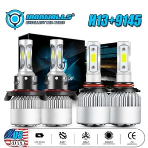 H13 LED Headlight Bulbs Hi Low+9145 H10 Fog Lights for 2005-2016 Ford F250 F350 - Picture 1 of 11