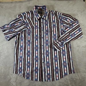 Wrangler Western Shirt Mens XL Black White Aztec Southwestern Snap Long Sleeve - Picture 1 of 13