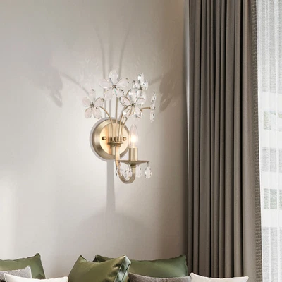 Pared de cristal rosa 1 luz champán margarita flor Foto 1 de 4