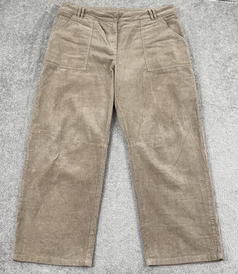 Pantalones de poesía para mujer UK 20 / US 16 W42 L30 marrón pana cáñamo algodón orgánico ancho Foto 1 de 4