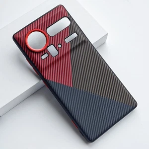 For ZTE nubia Z80 Ultra Hybrid Armor Carbon Fiber Color Block Leather Cover Case - Picture 1 of 6