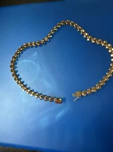 Italy 925 Sterling Silver Gold Tone Macaroni Link 12” Necklace Excellent - Picture 1 of 10