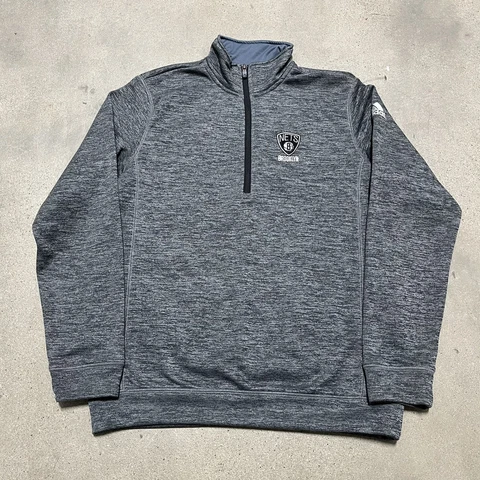 Adidas Brooklyn Nets Sweater Men's Medium Team Issue 1/4 Zip Pullover Climawarm Cover
