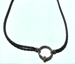 Barbara Bixby Sterling $ 18K schwarzer Lederhals 16 Zoll - Bild 1 von 3