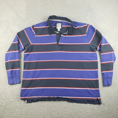 Camisa Polo de Rugby Auténtica Lands End De Colección Para Hombres 2XL Púrpura Peso Pesado Rayas Foto 1 de 4