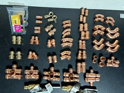 VIEGA NIBCO PROPRESS QTY(76)   1/2" + 3/4" FITTINGS + VALVES(2 OF EACH) *USA* - Image 1 of 4