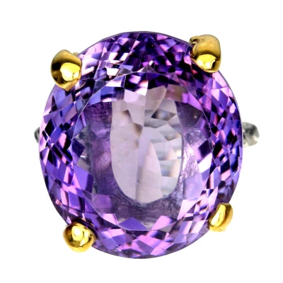 20.70 CTS! AAA PURPLE AMETHYST RING .925 STERLING SILVER 14K WGP SZ 7.25 - Image 1 of 3