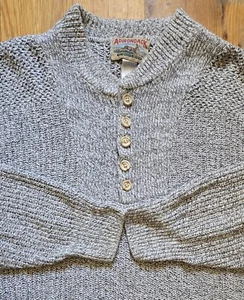 VTG Adirondack By Savile Row Authentic Hand Knit Sweater Gray Henley Sz M USA - Picture 1 of 13