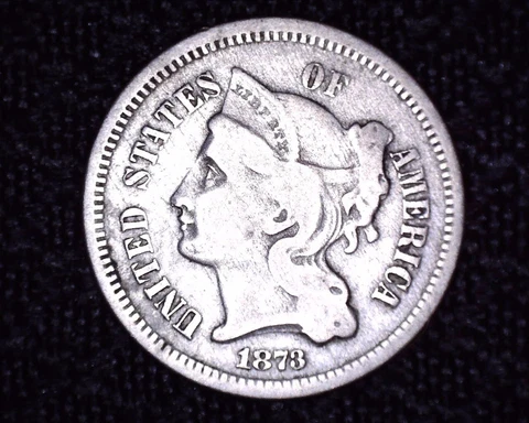 1873 3 Cent Piece/Nickel Low Mintage   Nice Details   #TR86 Cover