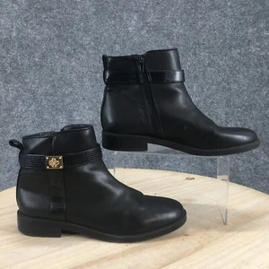 Charter Club Boots Womens 7 M Jevevaa Side Zip Ankle Bootie Black Faux Leather - Picture 1 of 19