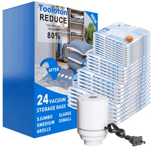 24-Pack Vacuum Storage Bags with Electric Pump - Picture 1 of 6