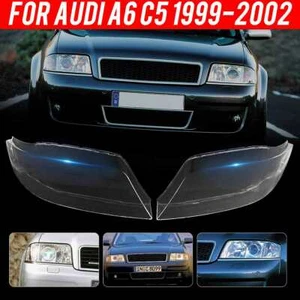 2x Front Headlight Lens Cover Lampshade Replace For Audi A6 C5 1999-2002 Clear - Picture 1 of 9