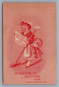 1800 Vittorian Trade Card Business Nicoll the Tailor Asylum Street Hartford, CT - Foto 1 di 2