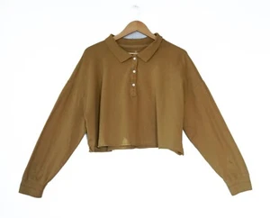 OFFLINE by Aerie Women Polo Crop Sweater Top Size L Preppy Academia Tenniscore - Picture 1 of 15