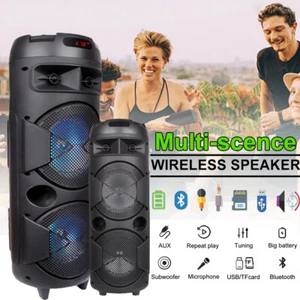 6,000W Portable Bluetooth Speaker Dual Woofer Heavy Bass Party System Mic AUX FM - Picture 1 of 22
