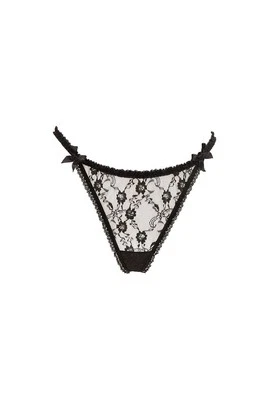 L'AGENT BY AGENT PROVOCATEUR Womens Thongs Floral Elegant Black Size L  - Image 1 of 4