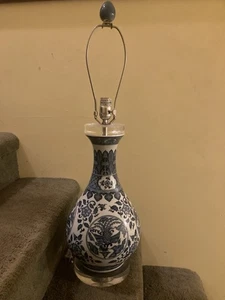 30” Chinese Porcelain Blue & White Phoenix Bird Vase Lamp Crystal base Lauren? - Picture 1 of 5