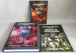 Warhammer 40K Book Bundle Rulebook Hardback 2008 Softcover 2008 Assault On Black - Picture 1 of 4